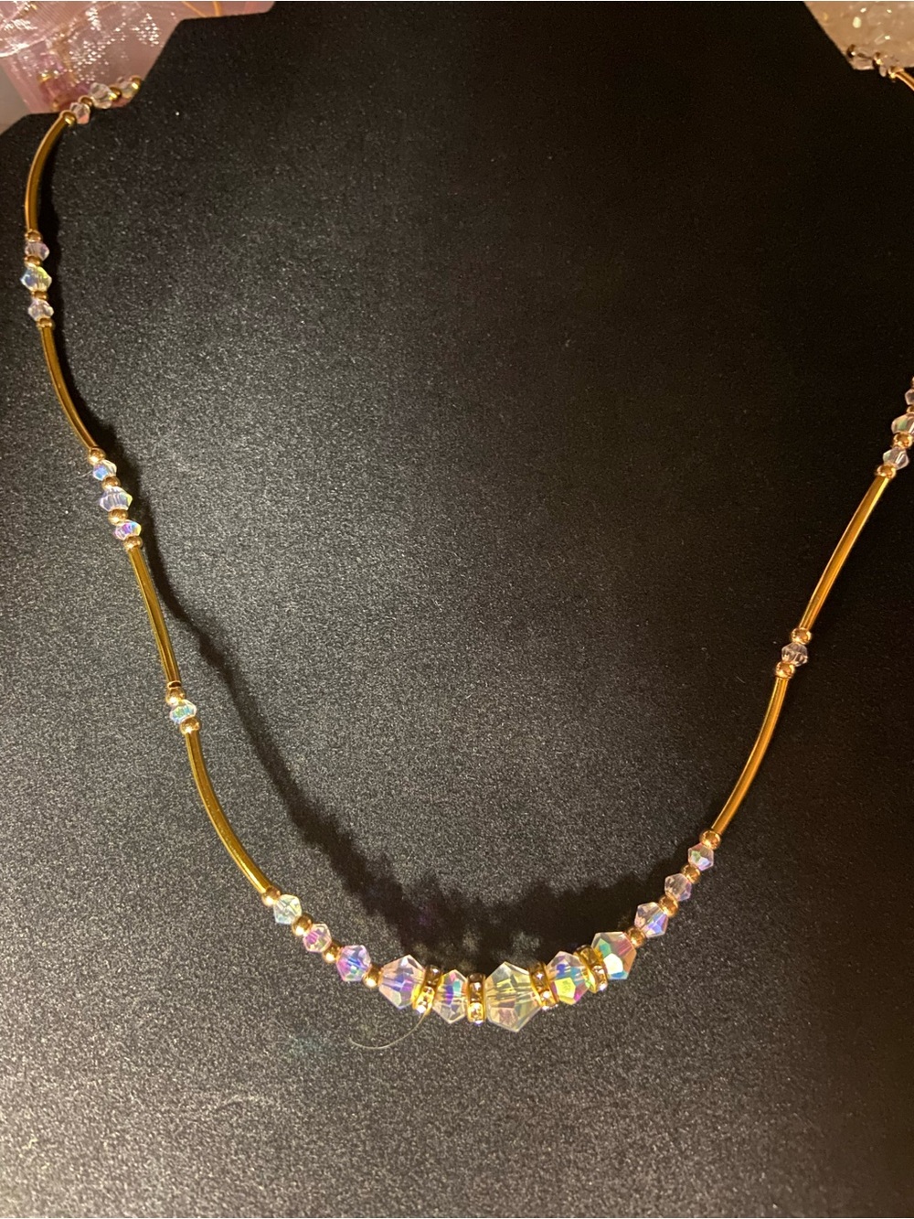 Gold Crystal Bead Necklace - Women's Jewelry Y2K